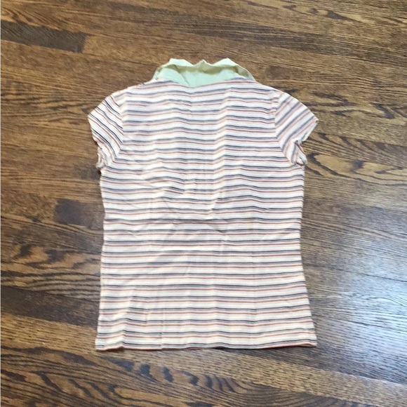 Guess Striped Short Sleeve Top - Cream and Brown - Picture 2 of 7